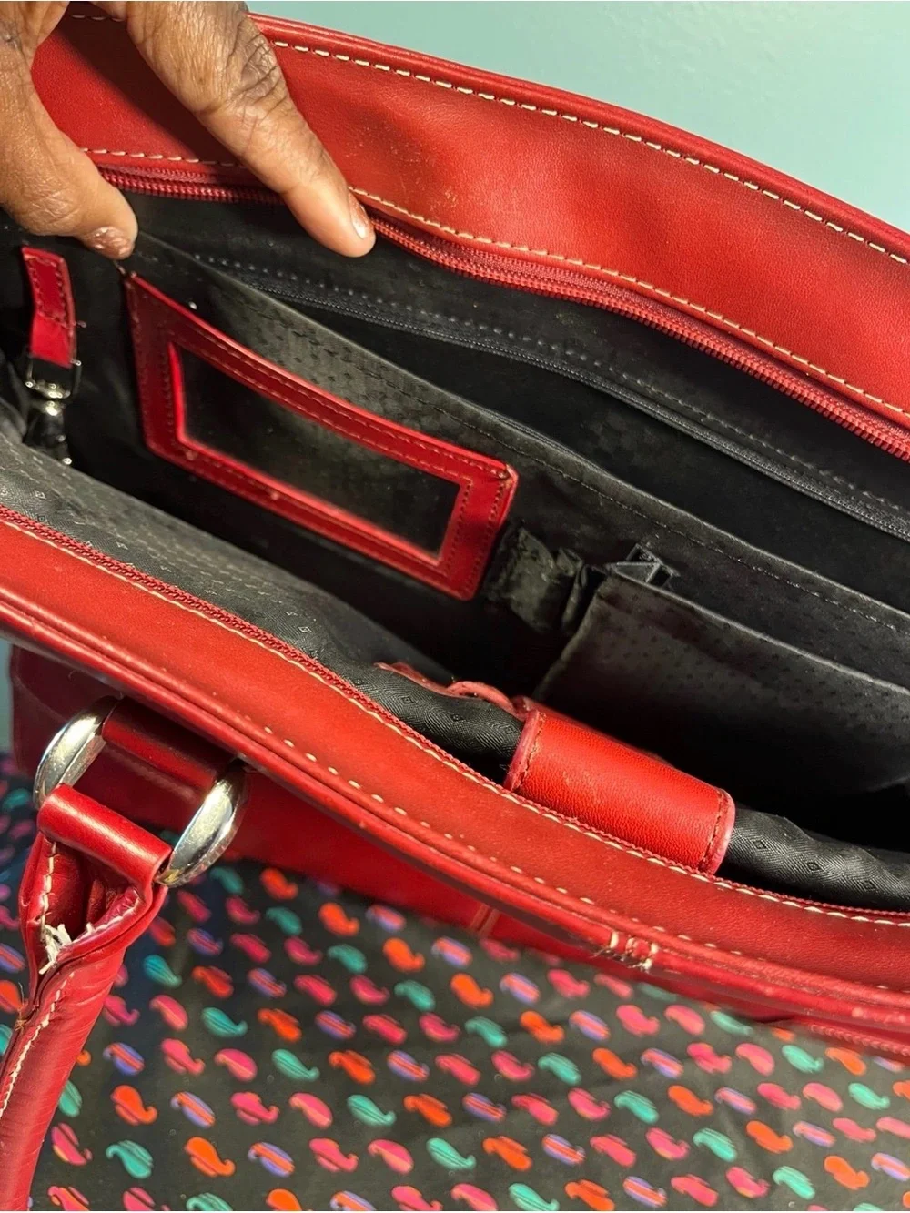 Targus Red 14” Laptop Tote Bag Faux Leather Briefcase